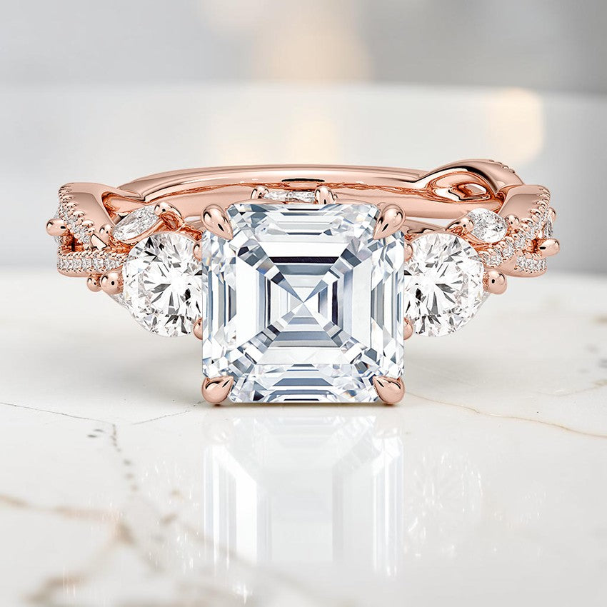 Luxe Hidden Eden Three Stone Diamond Ring (1 ct. tw.) in 14K Rose Gold