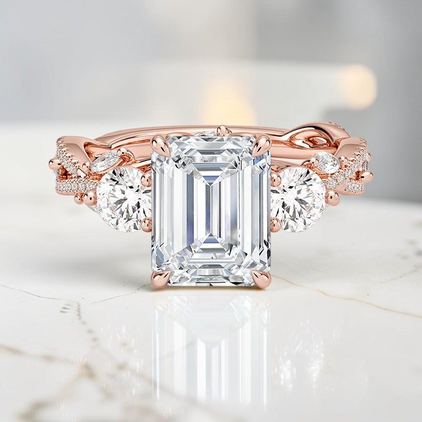 Luxe Hidden Eden Three Stone Diamond Ring (1 ct. tw.) in 14K Rose Gold
