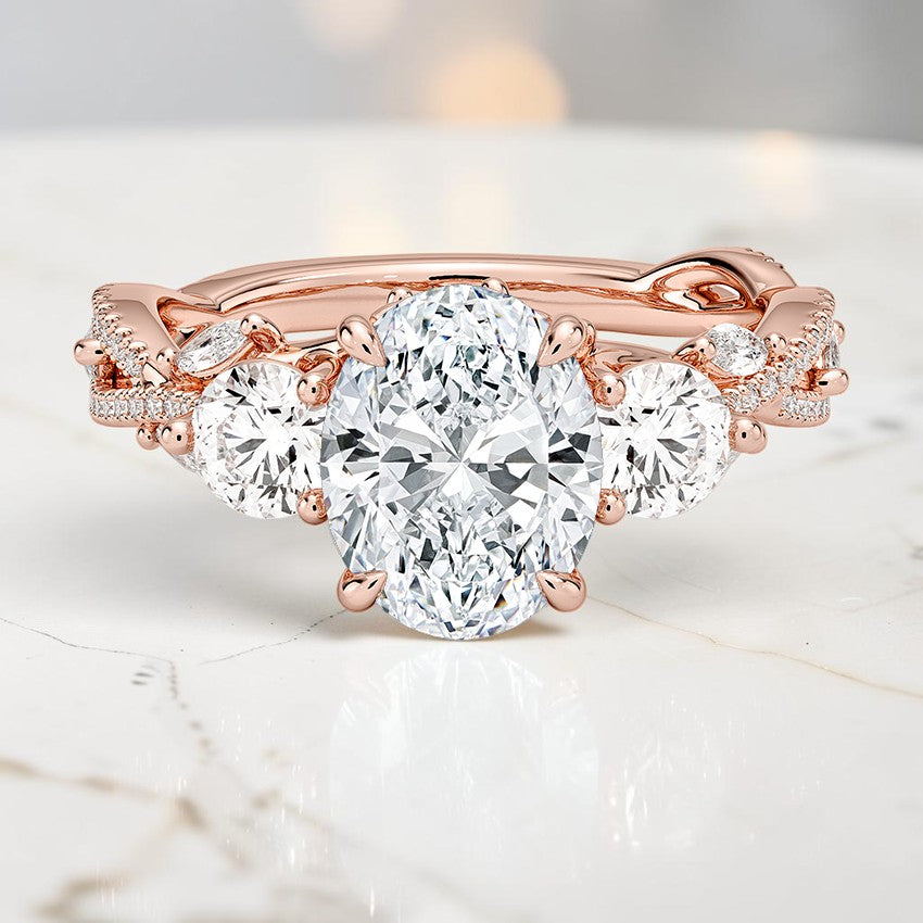 Luxe Hidden Eden Three Stone Diamond Ring (1 ct. tw.) in 14K Rose Gold