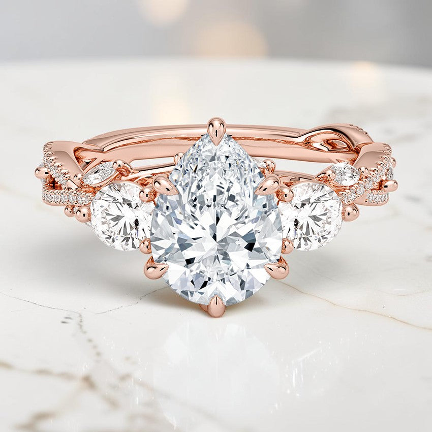 Luxe Hidden Eden Three Stone Diamond Ring (1 ct. tw.) in 14K Rose Gold