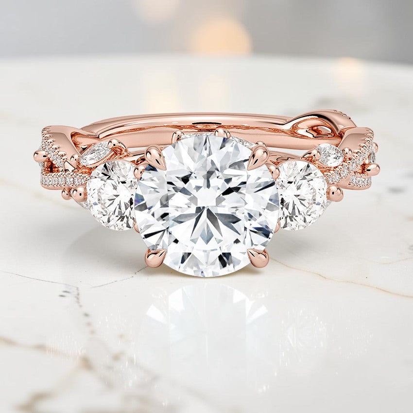 Luxe Hidden Eden Three Stone Diamond Ring (1 ct. tw.) in 14K Rose Gold