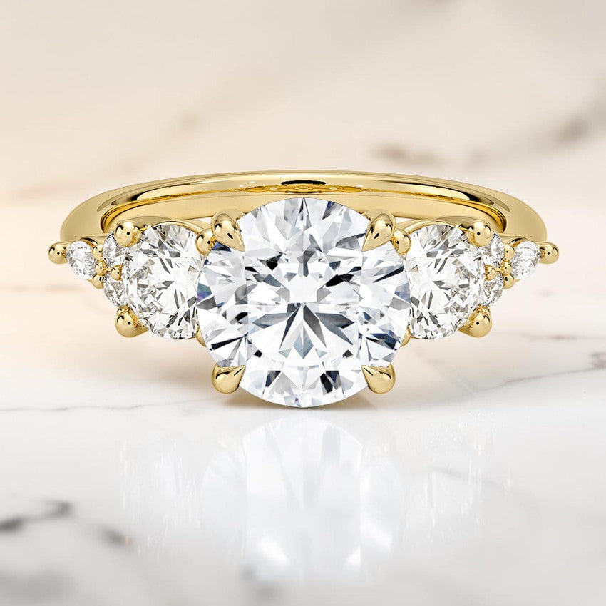 Luxe Natalia Three Stone Diamond Ring in 14K Yellow Gold