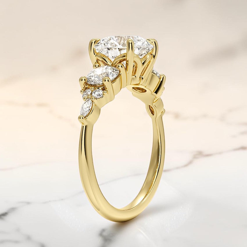 Luxe Natalia Three Stone Diamond Ring in 14K Yellow Gold