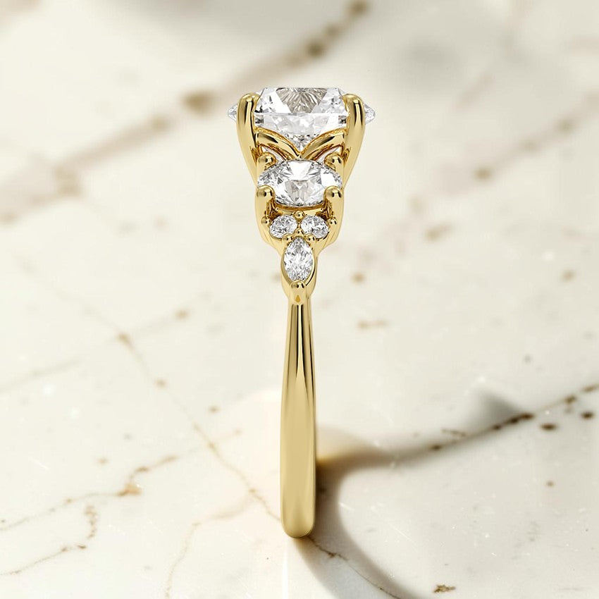 Luxe Natalia Three Stone Diamond Ring in 14K Yellow Gold