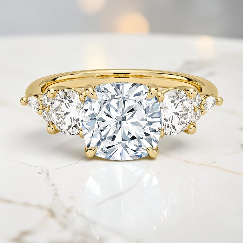 Luxe Natalia Three Stone Diamond Ring in 14K Yellow Gold