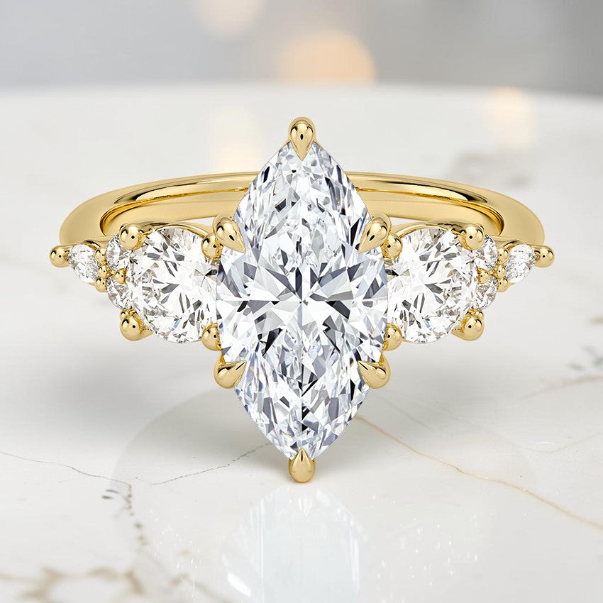 Luxe Natalia Three Stone Diamond Ring in 14K Yellow Gold