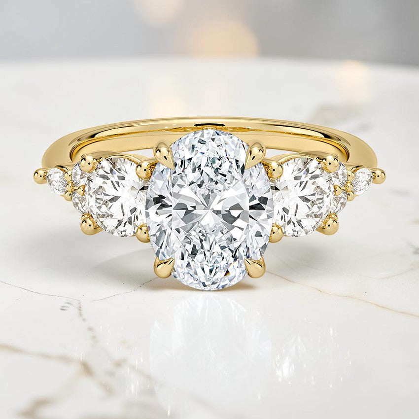 Luxe Natalia Three Stone Diamond Ring in 14K Yellow Gold