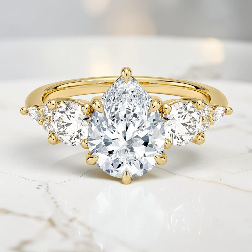 Luxe Natalia Three Stone Diamond Ring in 14K Yellow Gold