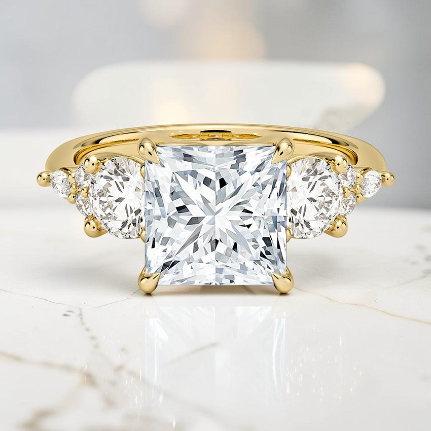 Luxe Natalia Three Stone Diamond Ring in 14K Yellow Gold