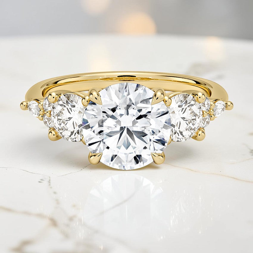 Luxe Natalia Three Stone Diamond Ring in 14K Yellow Gold