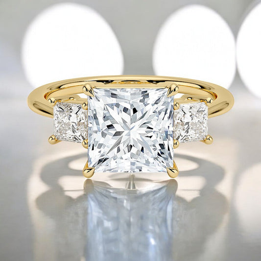 Princess Cut Three Stone Lab Grown Diamond Engagement Ring