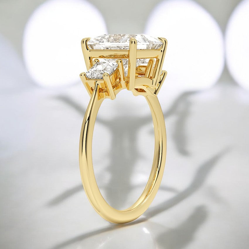 Princess Cut Three Stone Lab Grown Diamond Engagement Ring
