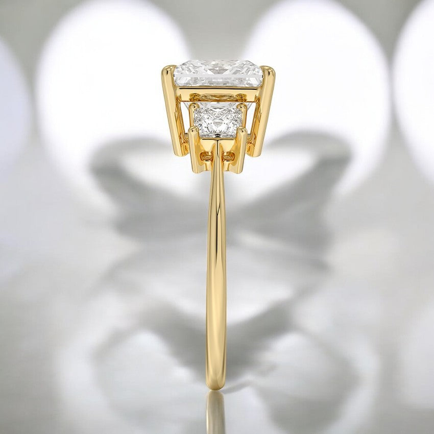 Princess Cut Three Stone Lab Grown Diamond Engagement Ring