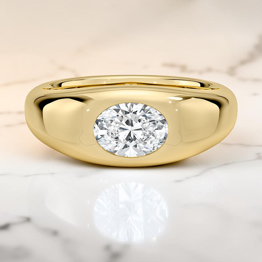 Scarlett Flush Set Solitaire Dome Ring in 14K Yellow Gold