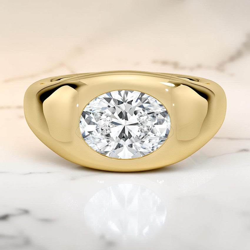 Scarlett Flush Set Solitaire Dome Ring in 14K Yellow Gold
