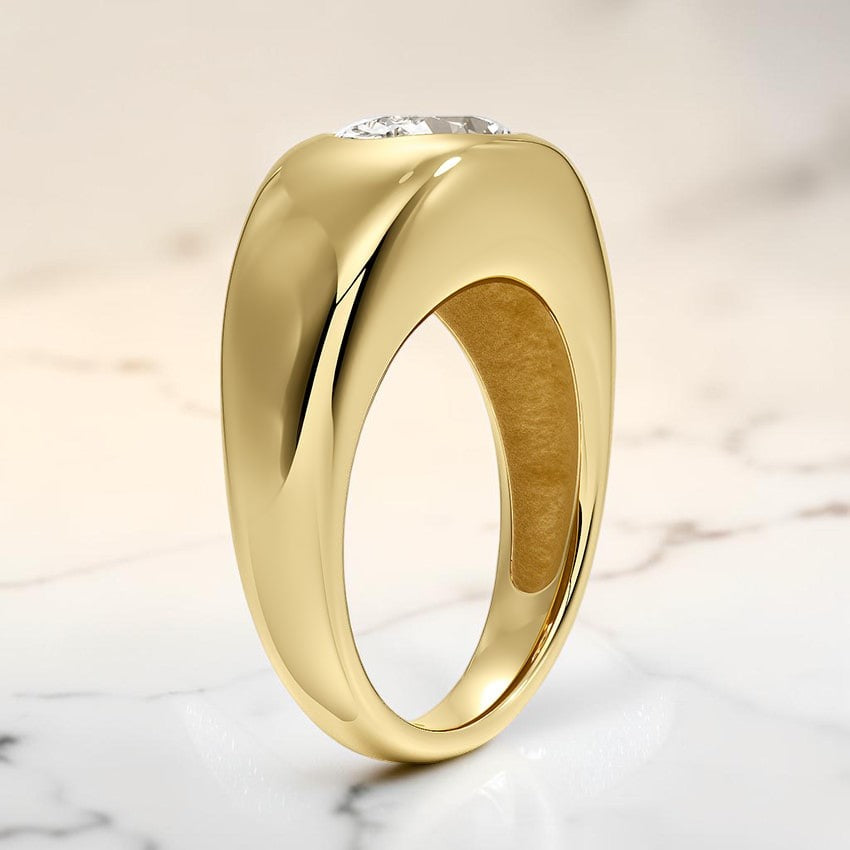 Scarlett Flush Set Solitaire Dome Ring in 14K Yellow Gold