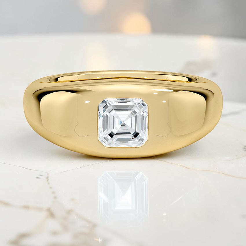 Scarlett Flush Set Solitaire Dome Ring in 14K Yellow Gold