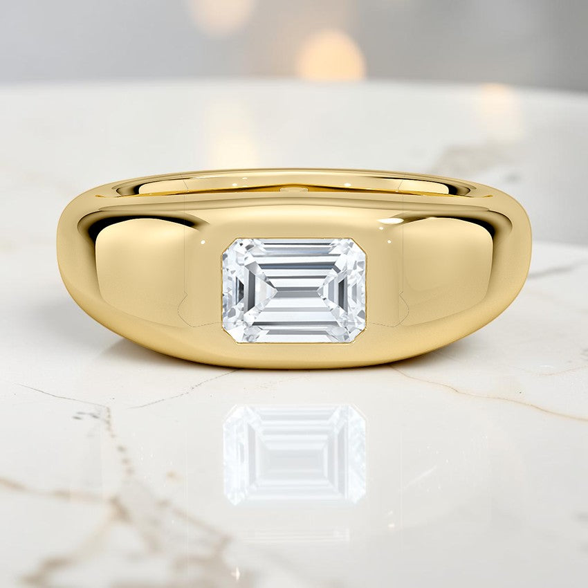 Scarlett Flush Set Solitaire Dome Ring in 14K Yellow Gold