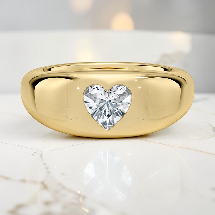 Scarlett Flush Set Solitaire Dome Ring in 14K Yellow Gold