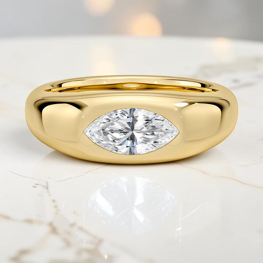 Scarlett Flush Set Solitaire Dome Ring in 14K Yellow Gold