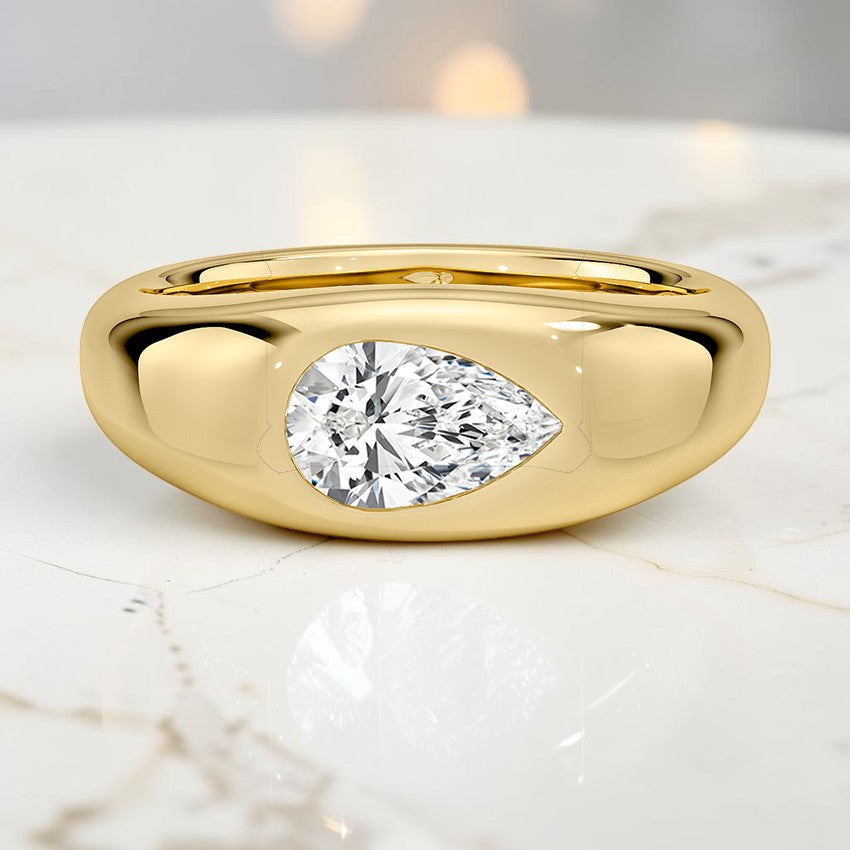 Scarlett Flush Set Solitaire Dome Ring in 14K Yellow Gold