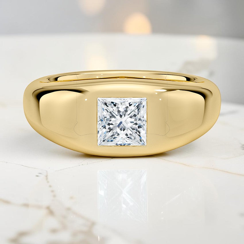 Scarlett Flush Set Solitaire Dome Ring in 14K Yellow Gold