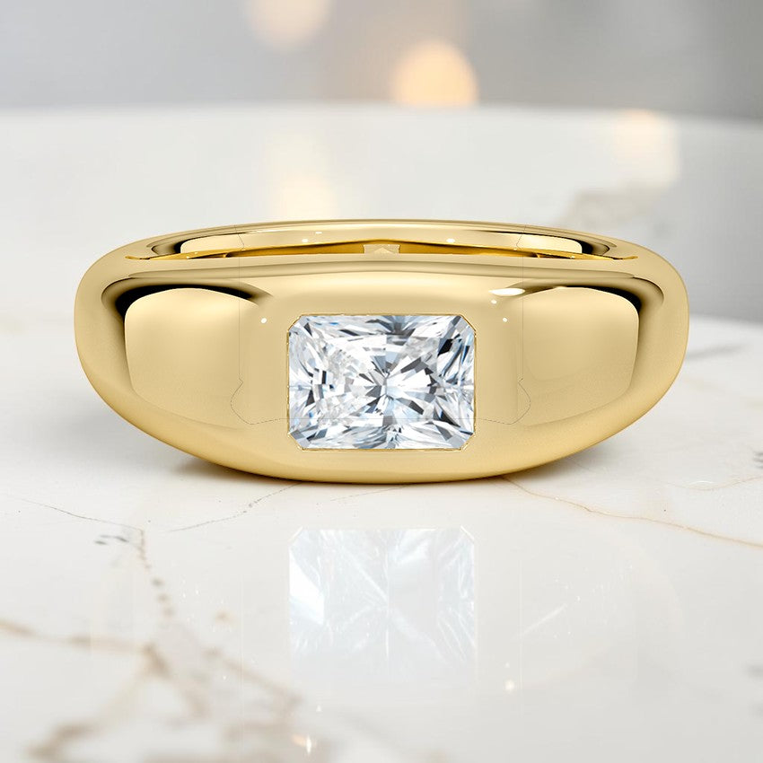 Scarlett Flush Set Solitaire Dome Ring in 14K Yellow Gold