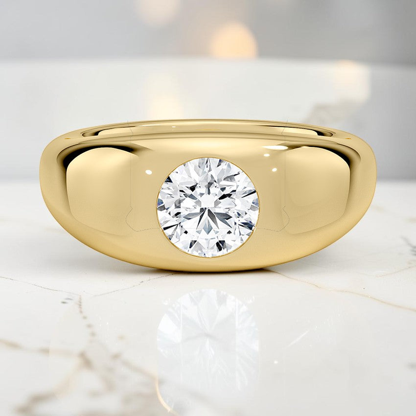 Scarlett Flush Set Solitaire Dome Ring in 14K Yellow Gold