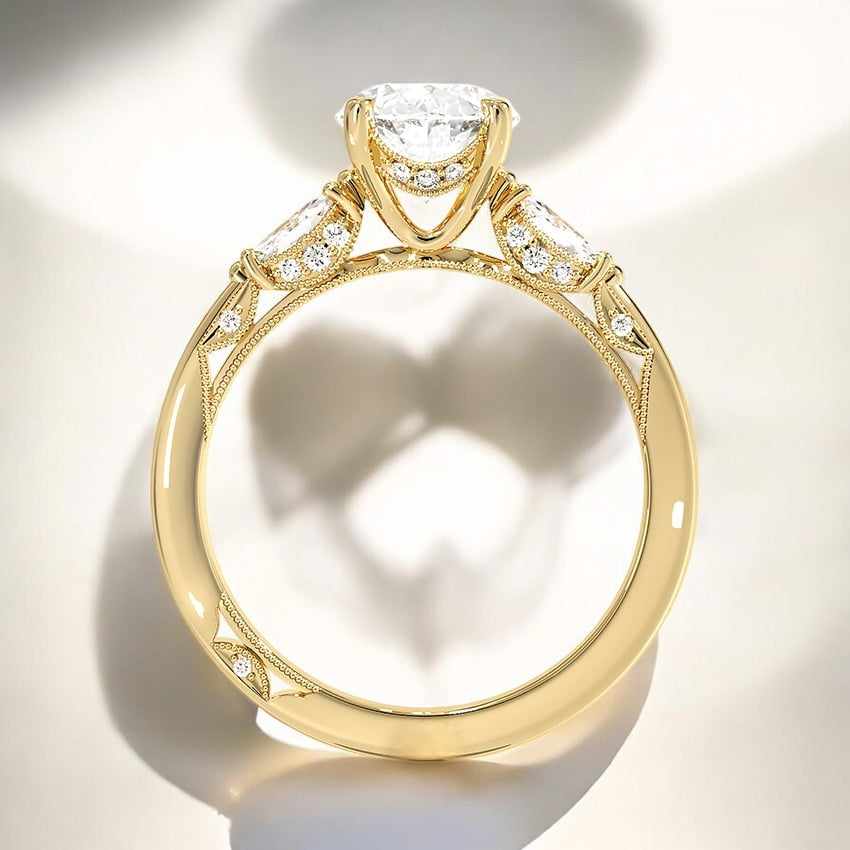 Three Stone Marquise Lab Grown Diamond Engagement Ring