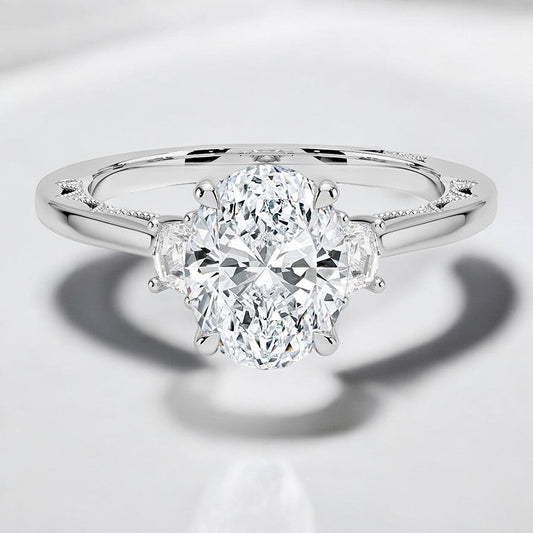 Three Stone Lab Grown Diamond Engagement Ring