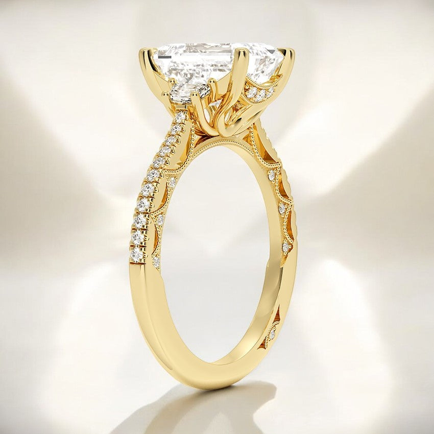 Three Stone Lab Grown Diamond Engagement Ring