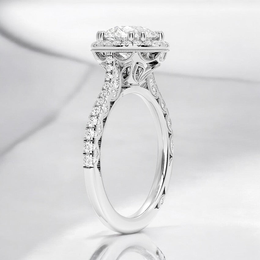 Crescent Lab Grown Diamond Engagement Ring - Sophisticated and Sleek