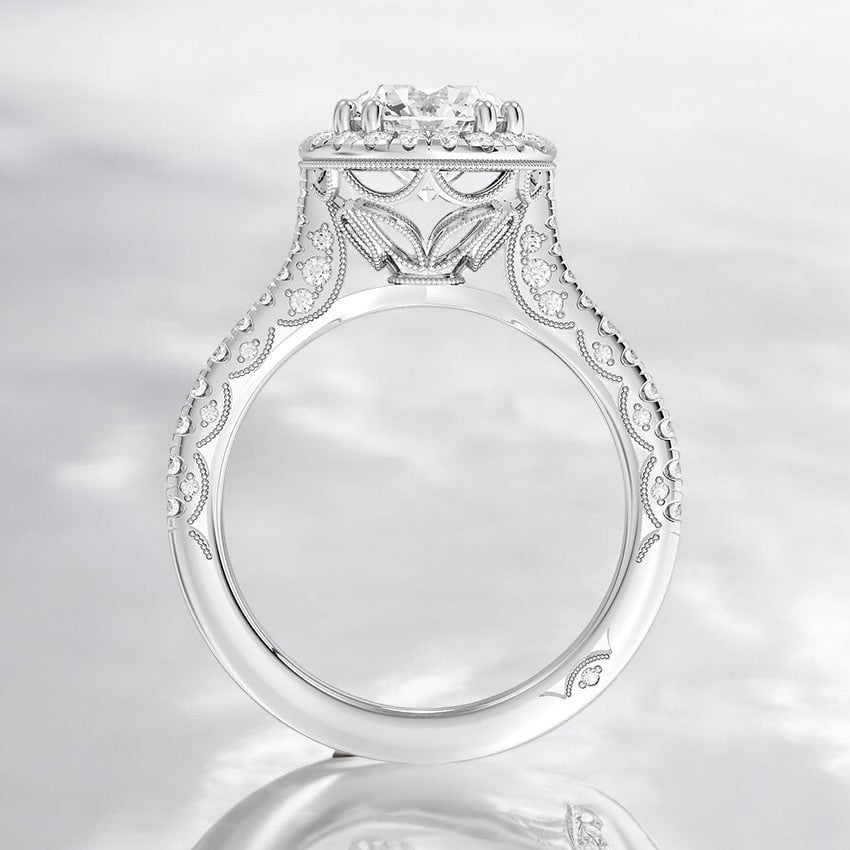 Crescent Lab Grown Diamond Engagement Ring - Sophisticated and Sleek