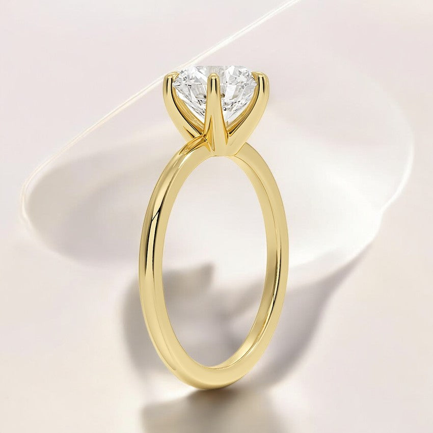 1.5mm Six-Prong Solitaire Lab Grown Diamond Engagement Ring - A Symbol of Strength and Beauty Combined