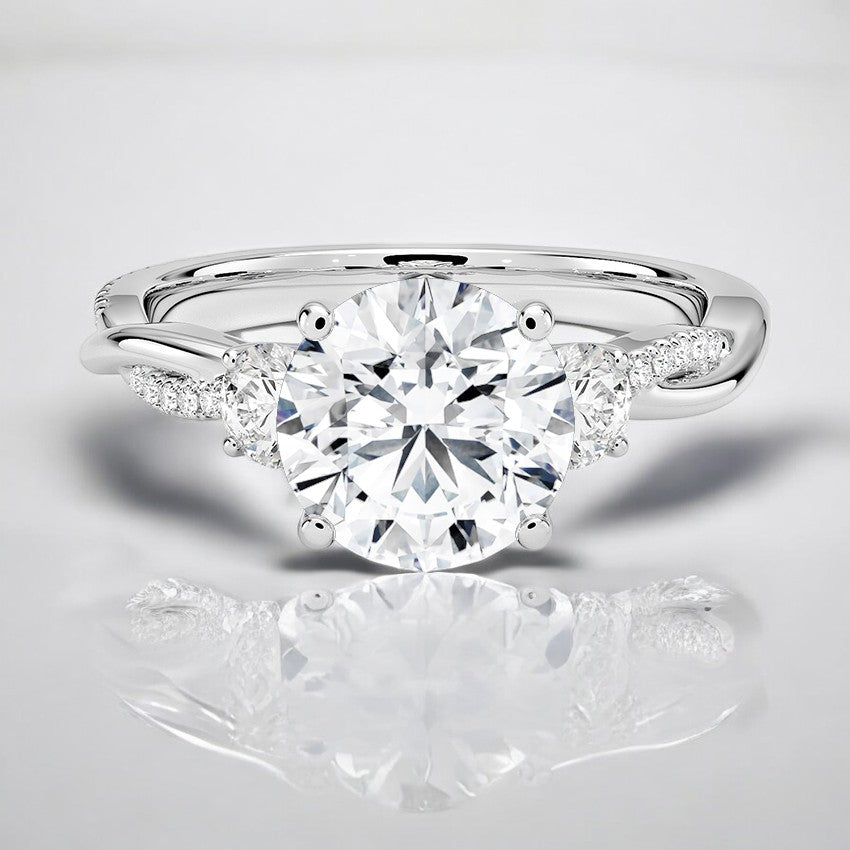Petite Twisted Vine Three Stone Lab Grown Diamond Engagement Ring
