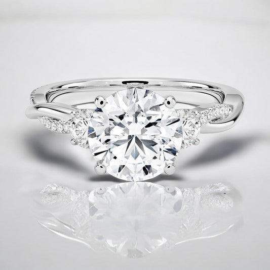 Petite Twisted Vine Three Stone Lab Grown Diamond Engagement Ring