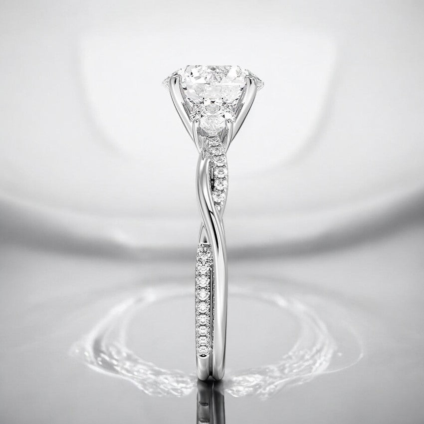 Petite Twisted Vine Three Stone Lab Grown Diamond Engagement Ring