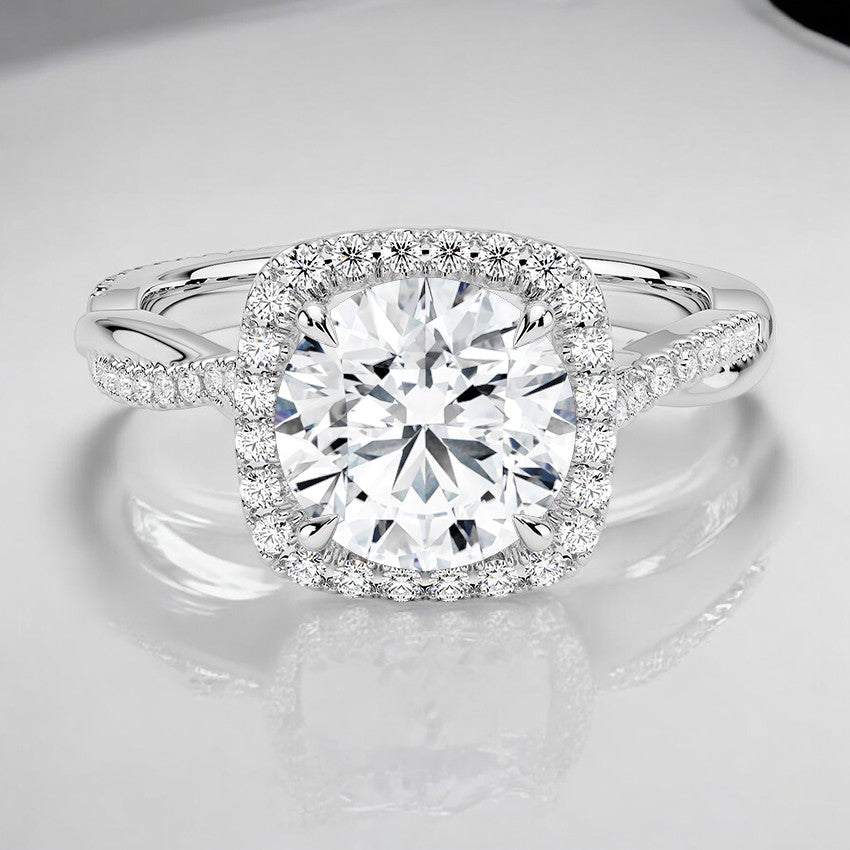 Petite Twisted Vine Halo Lab Grown Diamond Engagement Ring - A Touch of Elegance in Every Detail