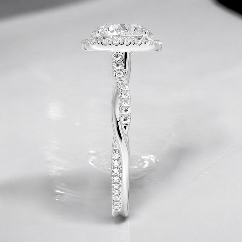 Petite Twisted Vine Halo Lab Grown Diamond Engagement Ring - A Touch of Elegance in Every Detail