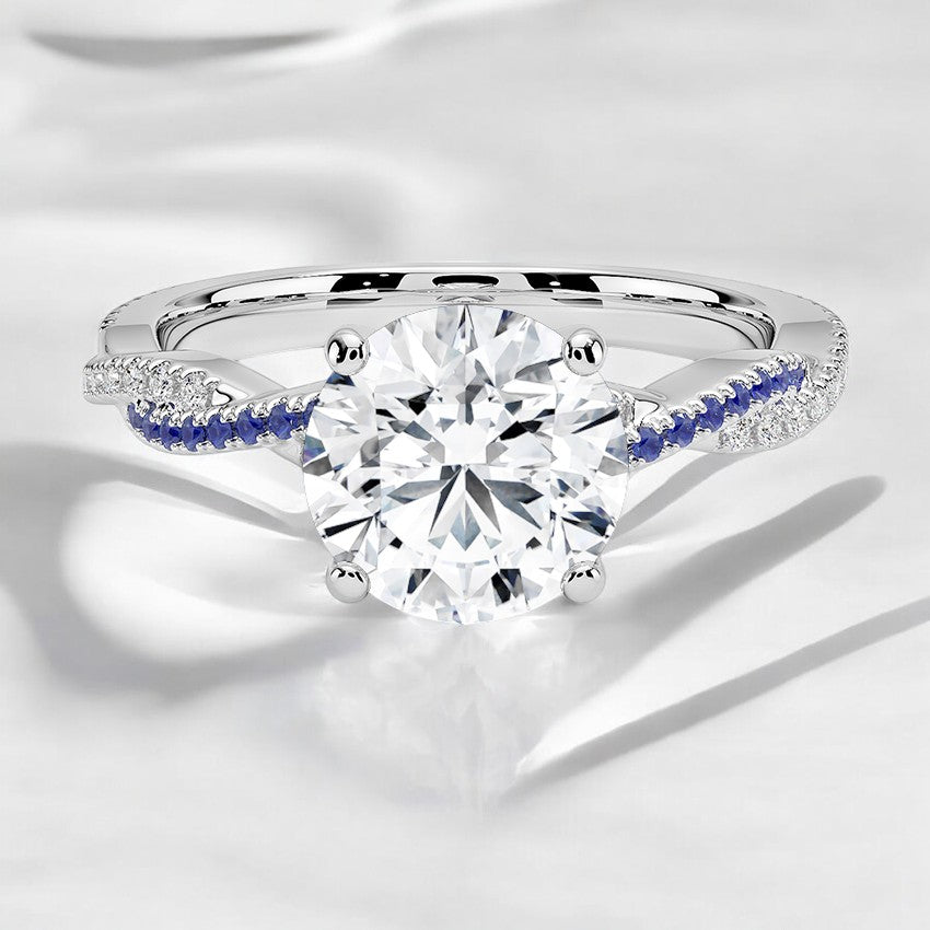 Twisted Vine Sapphire and Lab Grown Diamond Engagement Ring - A Graceful Design for Every Moment