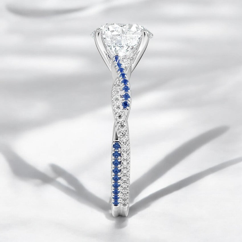 Twisted Vine Sapphire and Lab Grown Diamond Engagement Ring - A Graceful Design for Every Moment