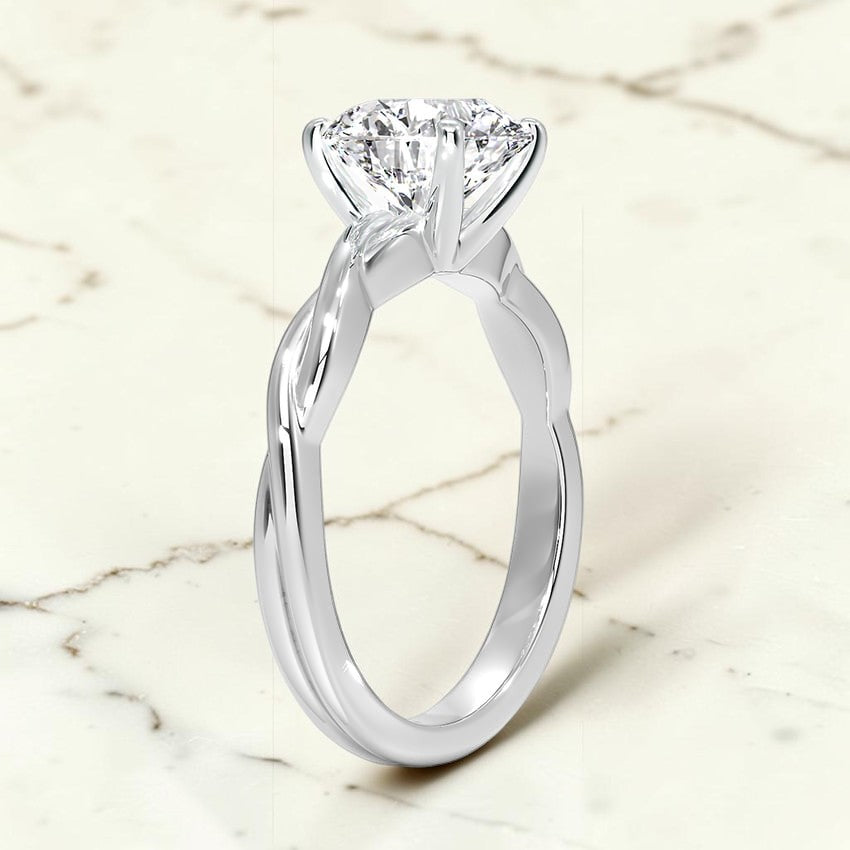 Ivy Vine Solitaire Ring in 14K White Gold