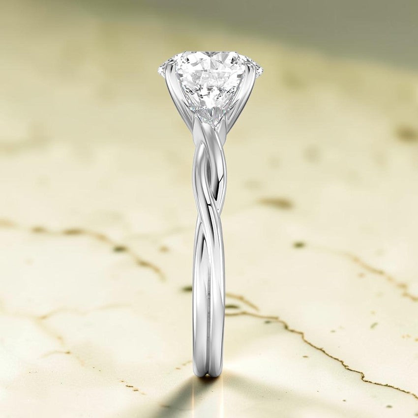 Ivy Vine Solitaire Ring in 14K White Gold