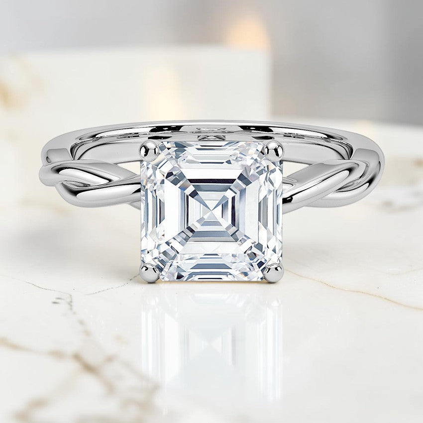 Ivy Vine Solitaire Ring in 14K White Gold