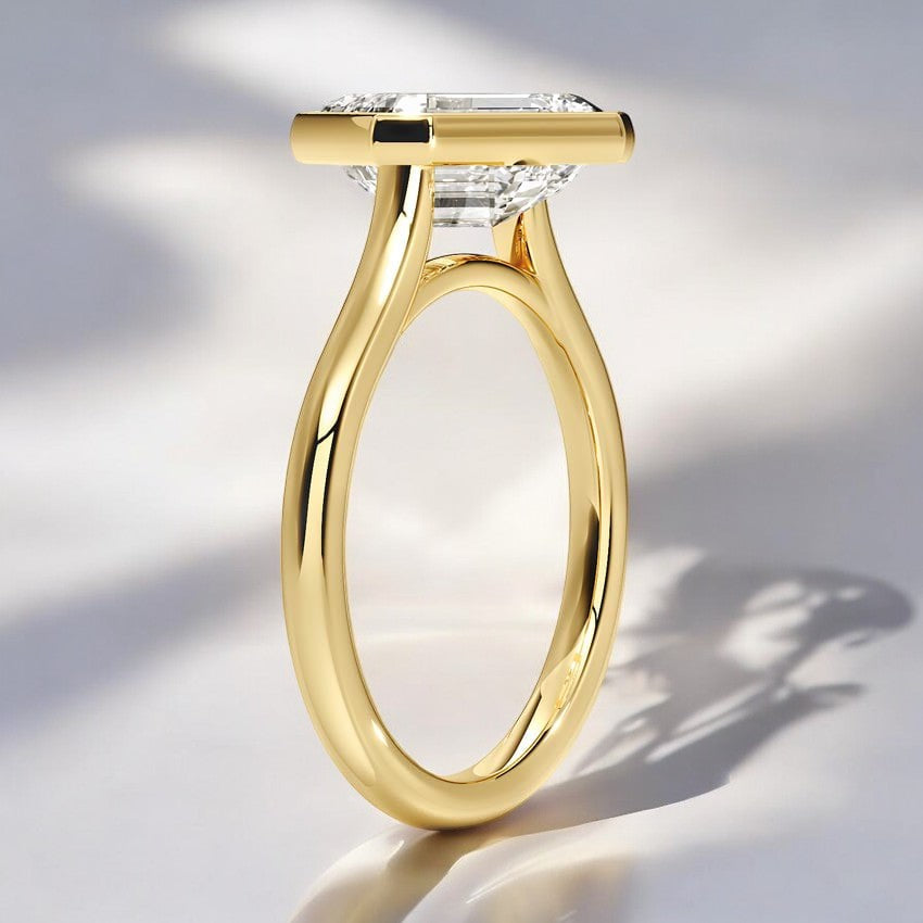 East-West Bezel Solitaire Lab Grown Diamond Engagement Ring - Crafted to Perfection for Your Special Day