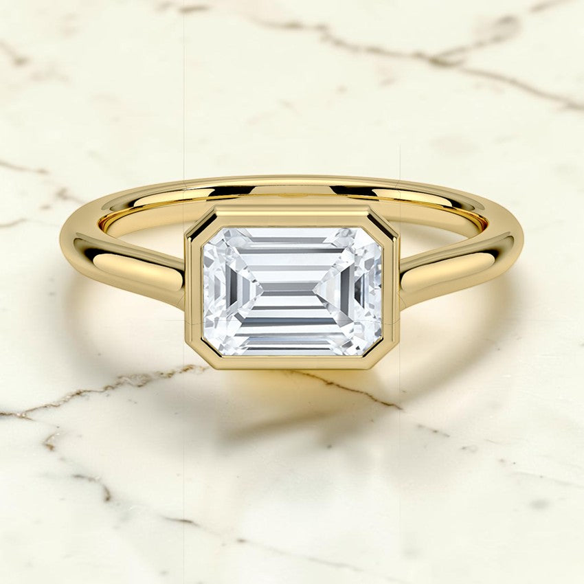 Stella East-West Bezel Solitaire Ring in 14K Yellow Gold