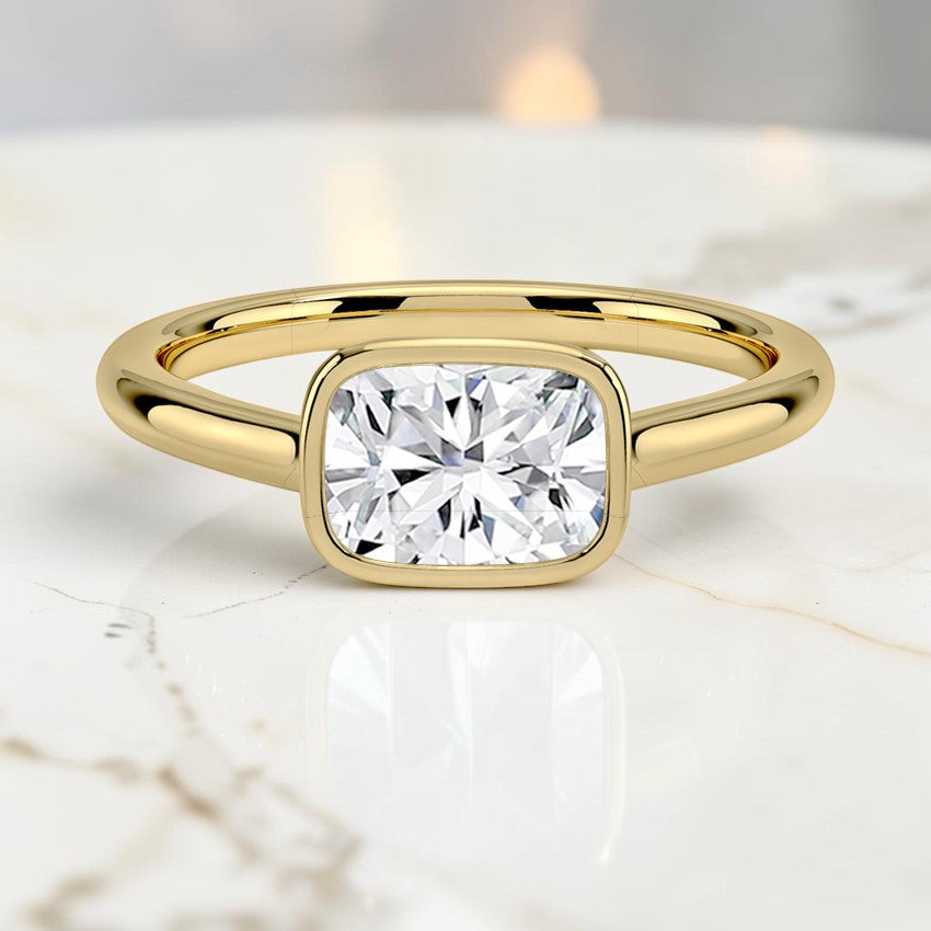Stella East-West Bezel Solitaire Ring in 14K Yellow Gold