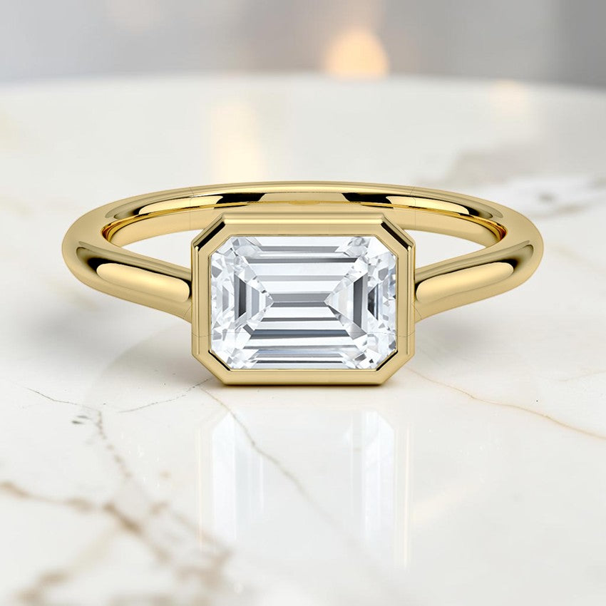 Stella East-West Bezel Solitaire Ring in 14K Yellow Gold