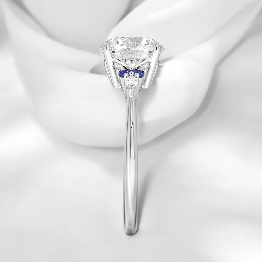 Sapphire and Lab Grown Diamond Engagement Ring - A Marriage of Beauty and Craftsmanship