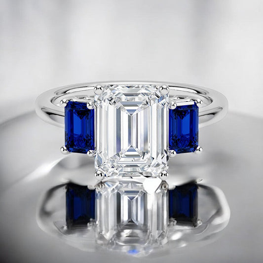 Luxe Three Stone Sapphire Engagement Ring